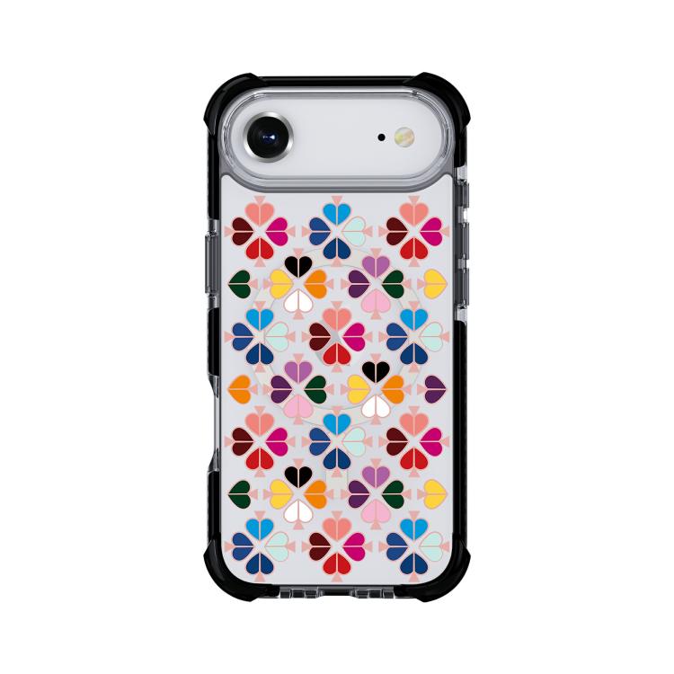 For iPhone Air Acrylic Four-Corner Shockproof Heart Pattern Magnetic Phone Case(Black)