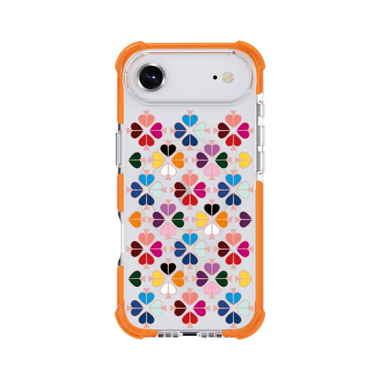 For iPhone Air Acrylic Four-Corner Shockproof Heart Pattern Magnetic Phone Case(Orange)