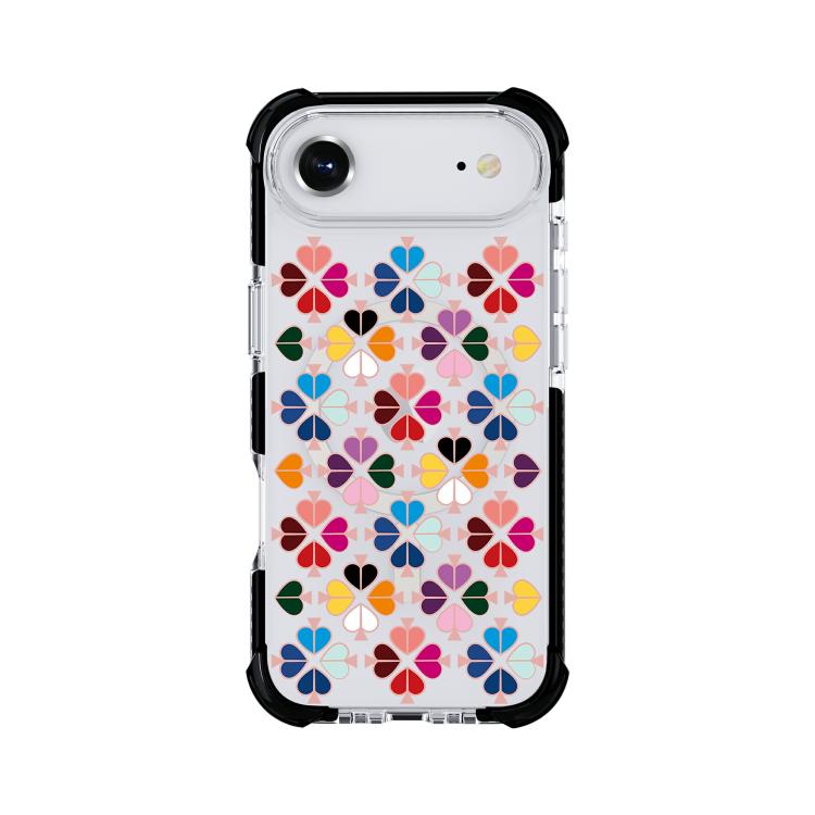 For iPhone Air Acrylic Four-Corner Shockproof Heart Pattern Magnetic Phone Case(Transparent Black)