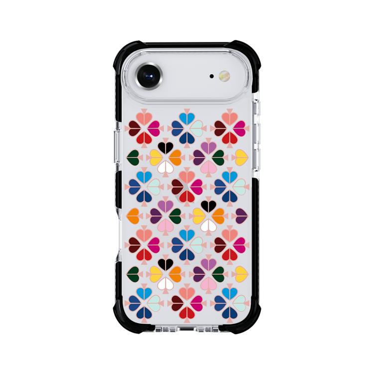 For iPhone Air Acrylic Four-Corner Shockproof Heart Pattern Phone Case(Transparent Black)