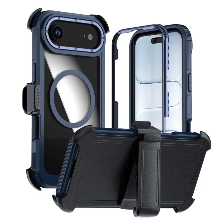 For iPhone Air Acrylic Full Coverage Magnetic Phone Case with Back Clip(Blue)