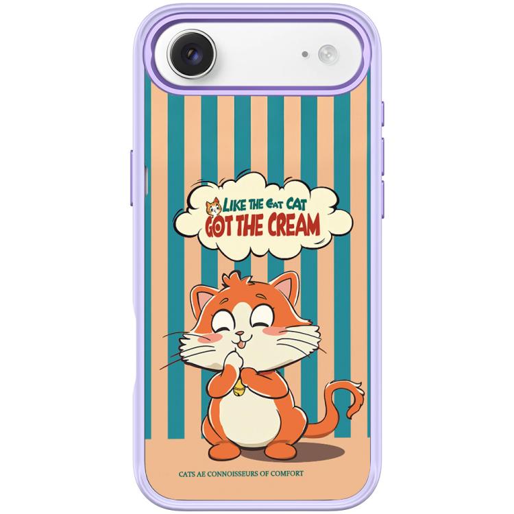 For iPhone Air Adorable Bell Cat Pattern Magnetic Phone Case(Light Purple)
