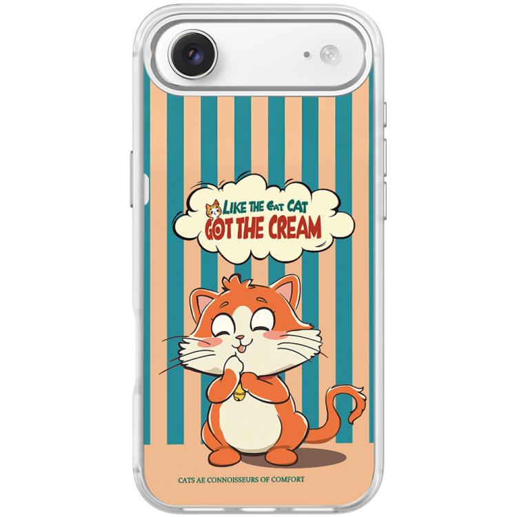 For iPhone Air Adorable Bell Cat Pattern Magnetic Phone Case(Transparent White)