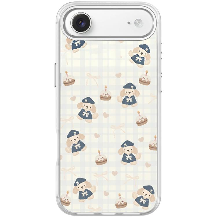 For iPhone Air Adorable Beret Puppy Pattern Magnetic Phone Case(Transparent White)