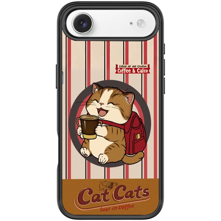 For iPhone Air Adorable Coffee Cat Pattern Magnetic Phone Case(Black)