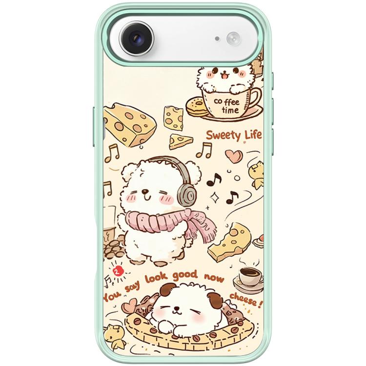 For iPhone Air Adorable Coffee Cat Pattern Magnetic Phone Case(Light Green)