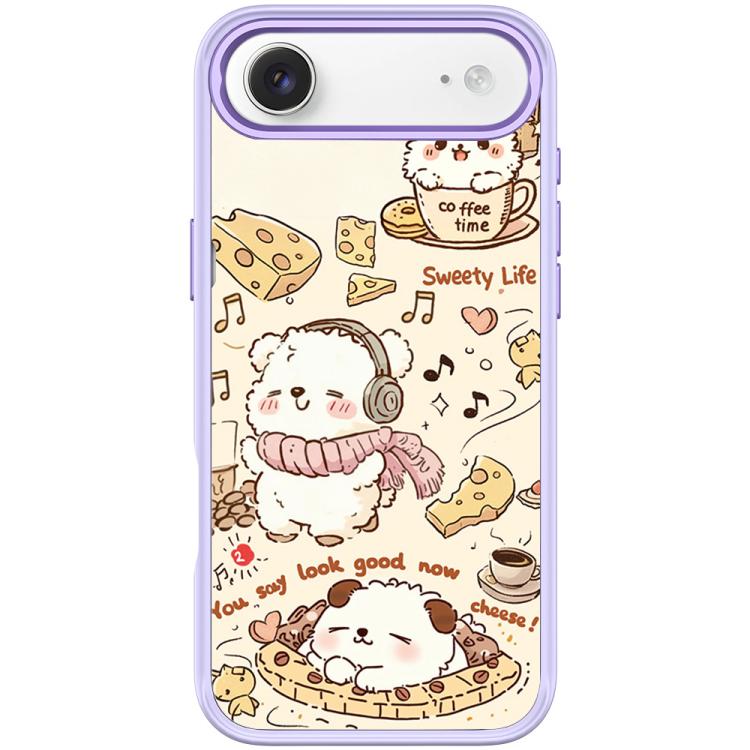 For iPhone Air Adorable Coffee Cat Pattern Magnetic Phone Case(Light Purple)