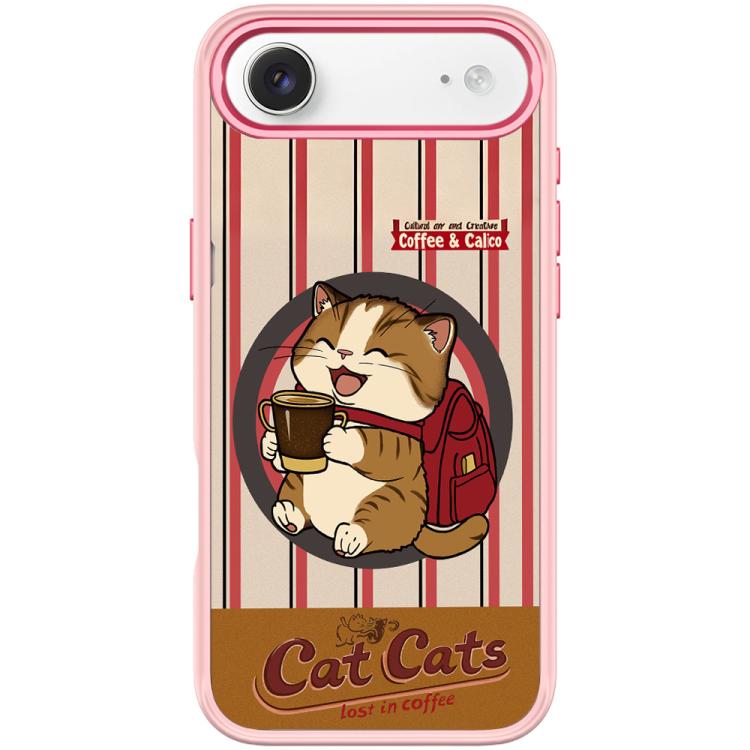 For iPhone Air Adorable Coffee Cat Pattern Magnetic Phone Case(Pink)