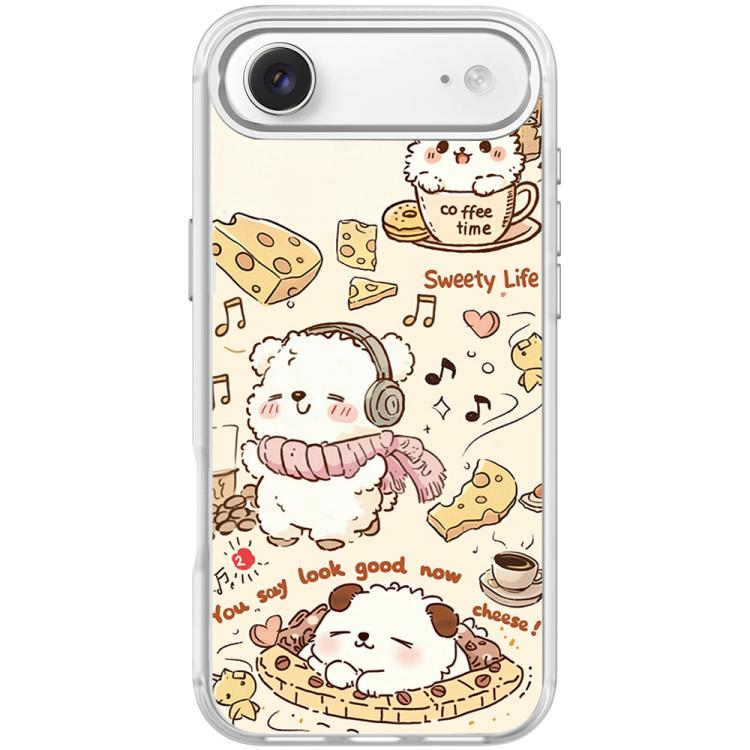 For iPhone Air Adorable Coffee Cat Pattern Magnetic Phone Case(Transparent White)