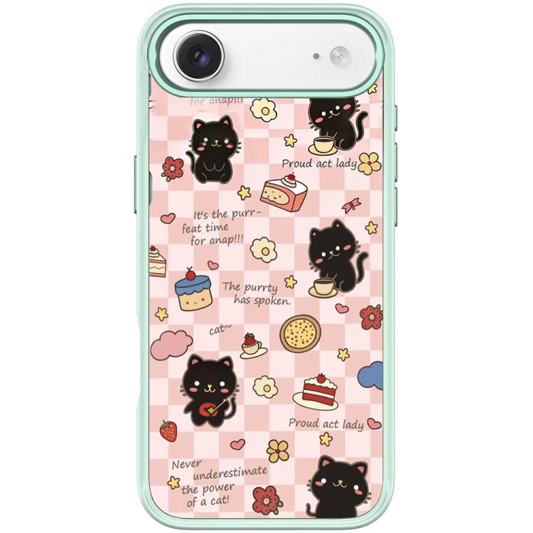 For iPhone Air Adorable Dessert Cat Pattern Magnetic Phone Case(Light Green)