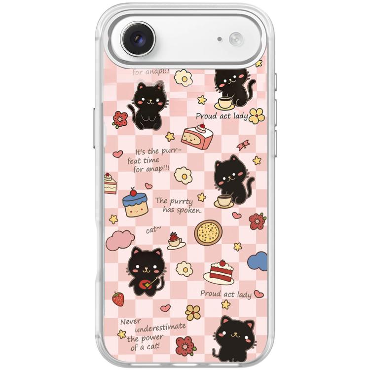 For iPhone Air Adorable Dessert Cat Pattern Magnetic Phone Case(Transparent White)