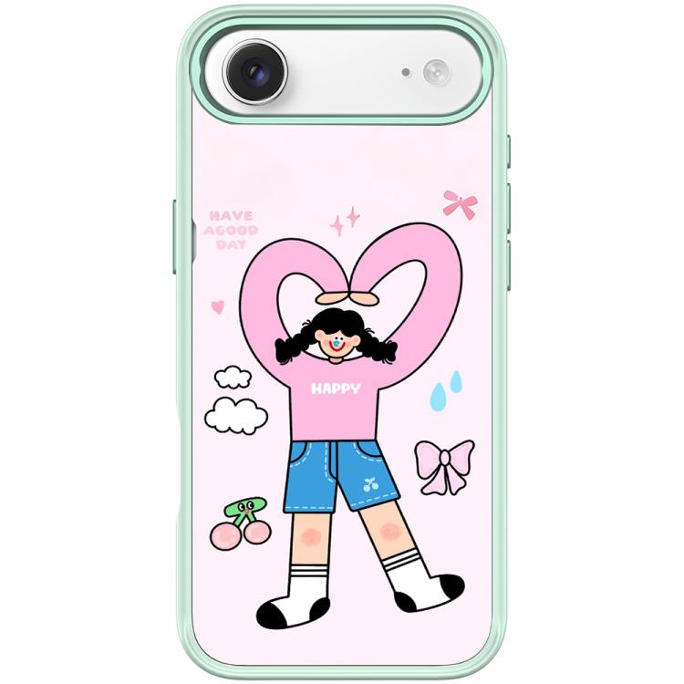 For iPhone Air Adorable Double Ponytail Heart Girl Pattern Magnetic Phone Case(Light Green)
