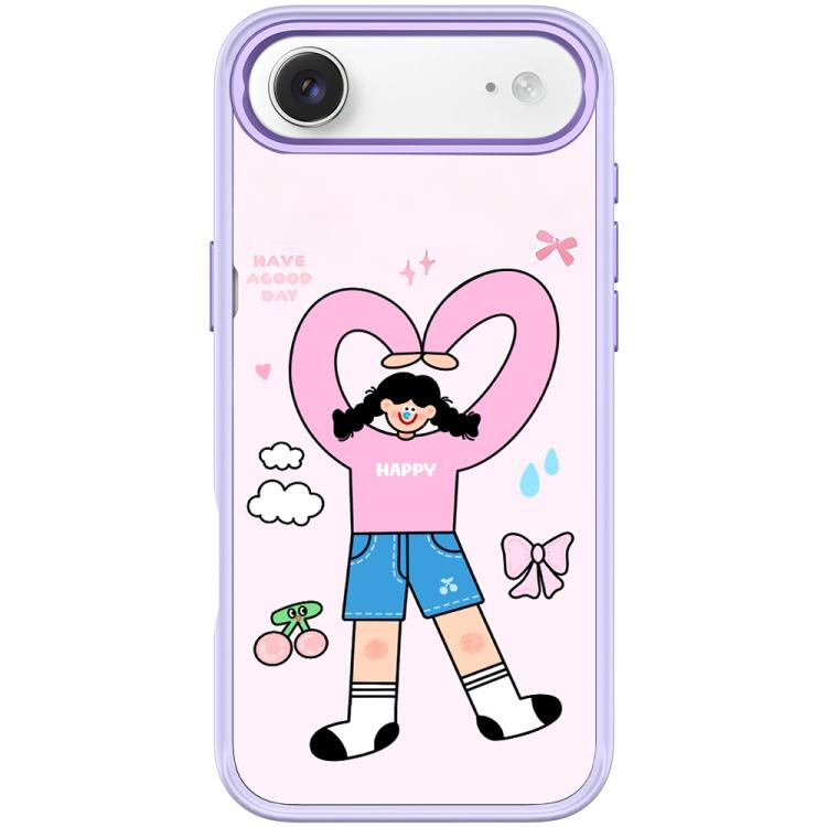 For iPhone Air Adorable Double Ponytail Heart Girl Pattern Magnetic Phone Case(Light Purple)
