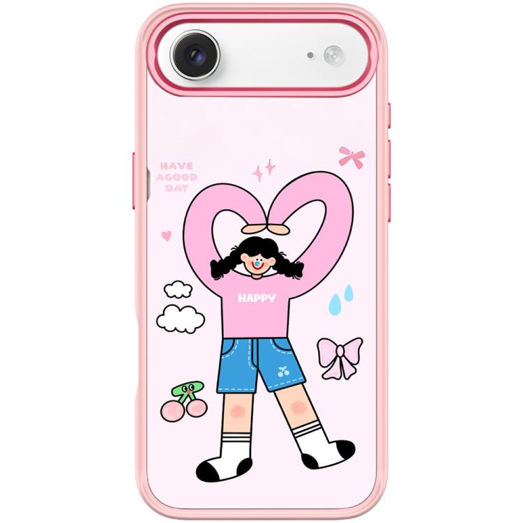 For iPhone Air Adorable Double Ponytail Heart Girl Pattern Magnetic Phone Case(Pink)