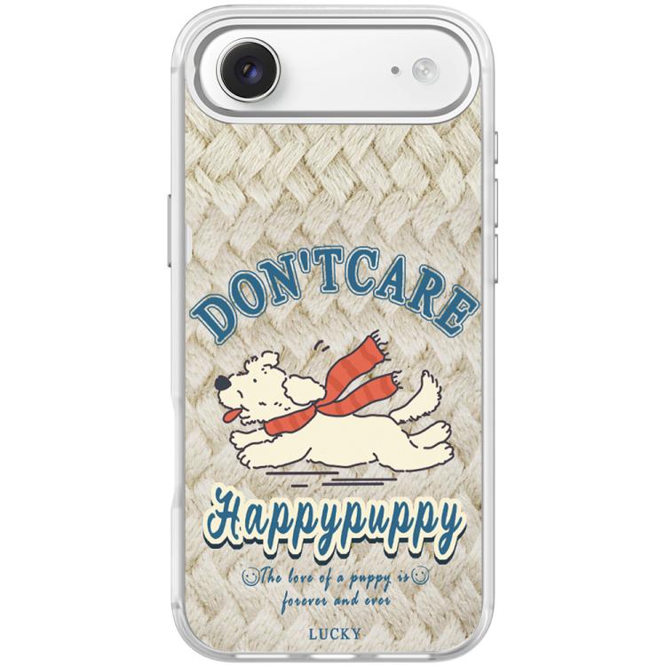 For iPhone Air Adorable Happy Puppy Pattern Magnetic Phone Case(Transparent White)