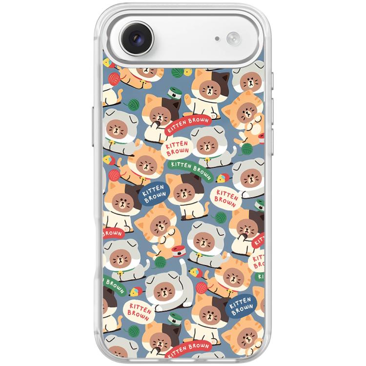 For iPhone Air Adorable Little Bear Pattern Magnetic Phone Case(Transparent White)