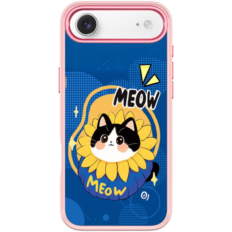 For iPhone Air Adorable Little Blue Cat Pattern Magnetic Phone Case(Pink)