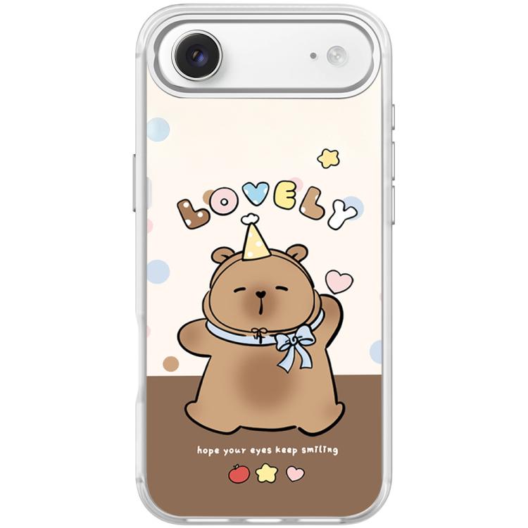 For iPhone Air Adorable Little Capybara Pattern Magnetic Phone Case(Transparent White)
