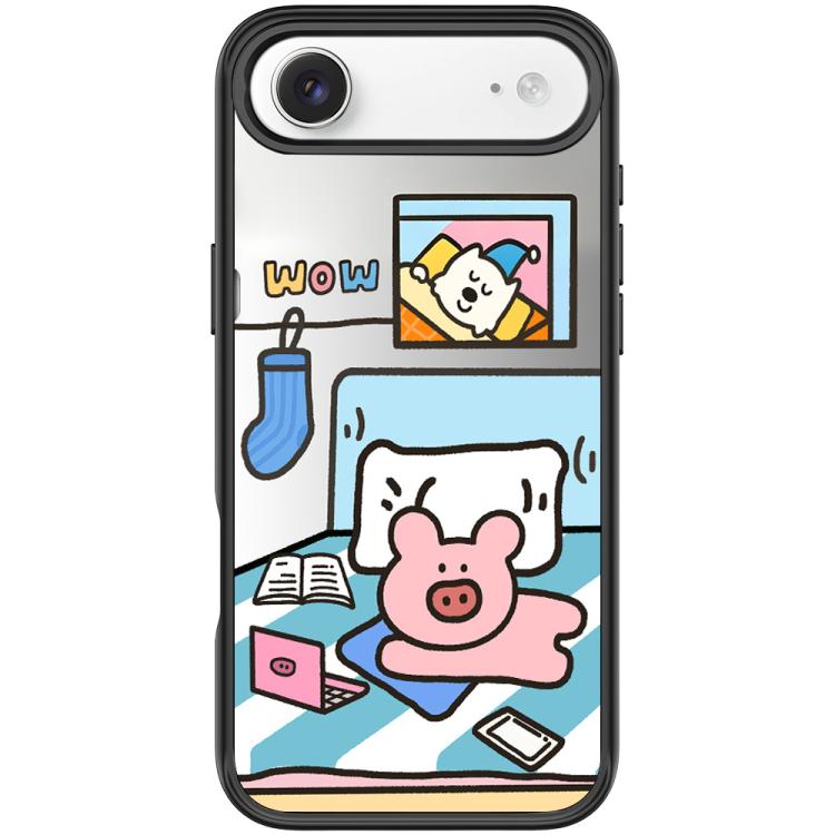 For iPhone Air Adorable Little Pig Pattern Magnetic Phone Case(Black)