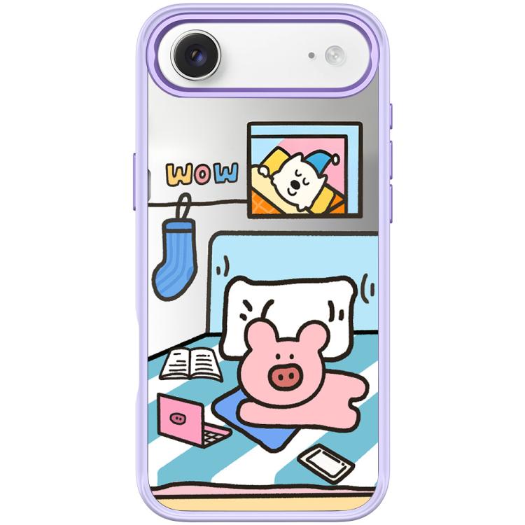 For iPhone Air Adorable Little Pig Pattern Magnetic Phone Case(Light Purple)