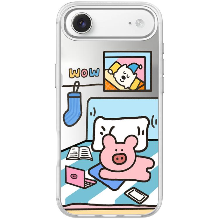 For iPhone Air Adorable Little Pig Pattern Magnetic Phone Case(Transparent White)