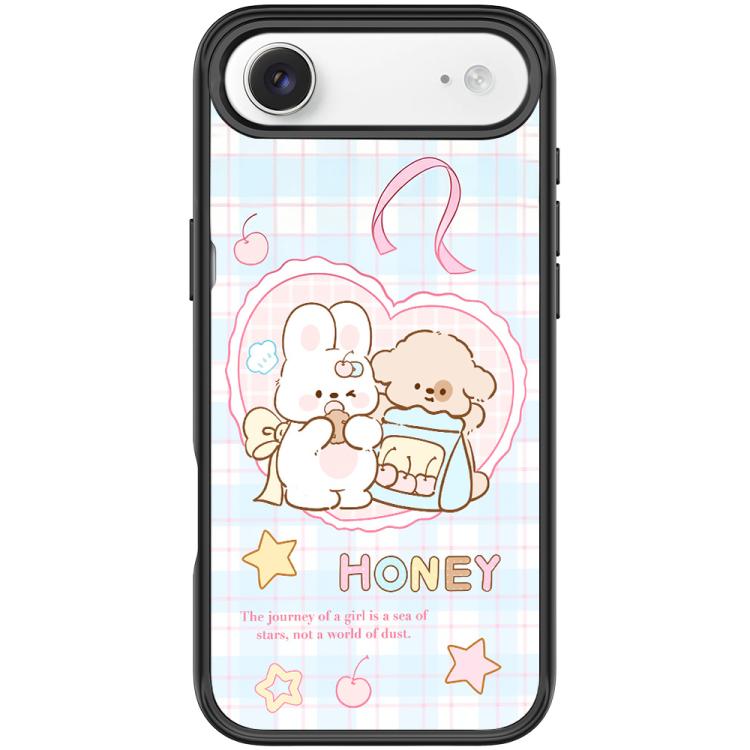 For iPhone Air Adorable Love Rabbit Pattern Magnetic Phone Case(Black)