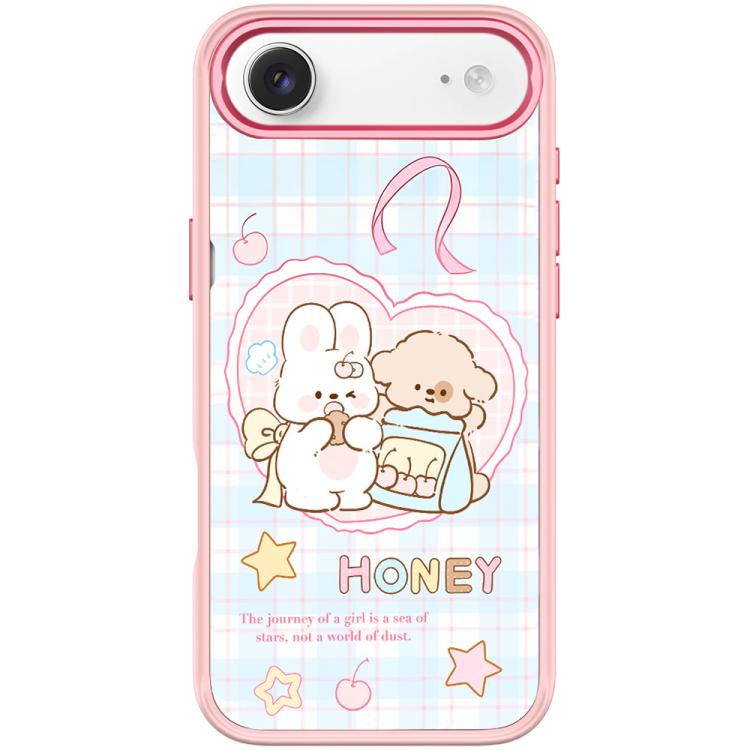 For iPhone Air Adorable Love Rabbit Pattern Magnetic Phone Case(Pink)