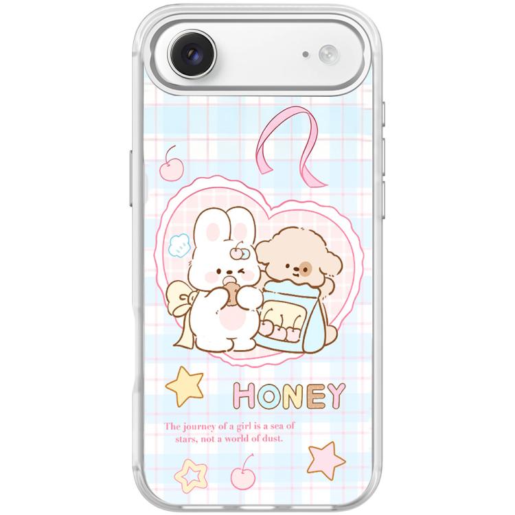 For iPhone Air Adorable Love Rabbit Pattern Magnetic Phone Case(Transparent White)