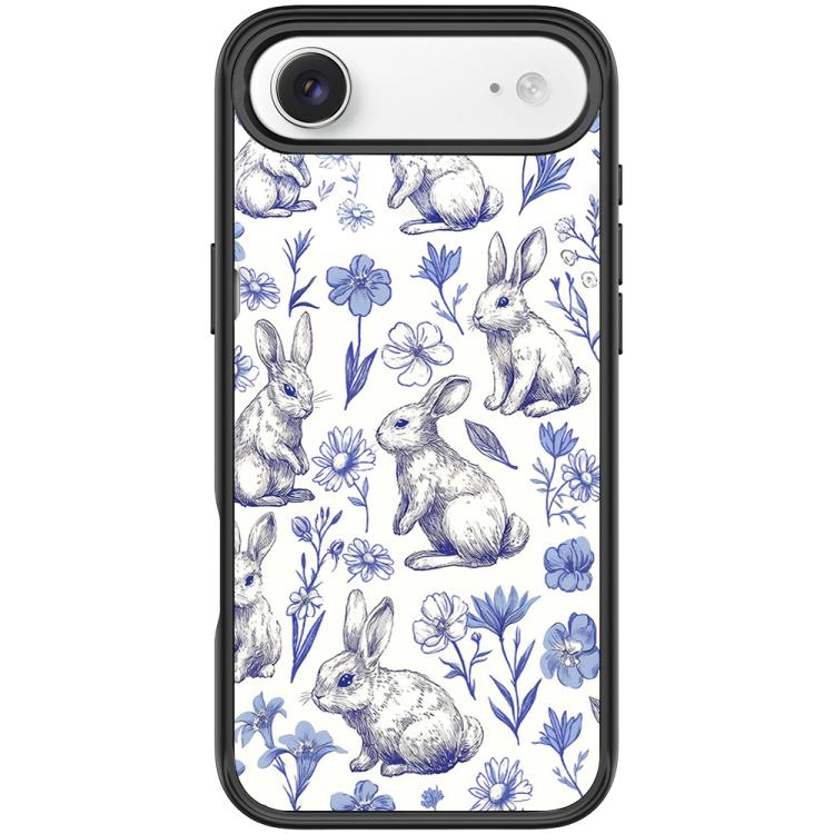 For iPhone Air Adorable Sketch Rabbit Pattern Magnetic Phone Case(Black)