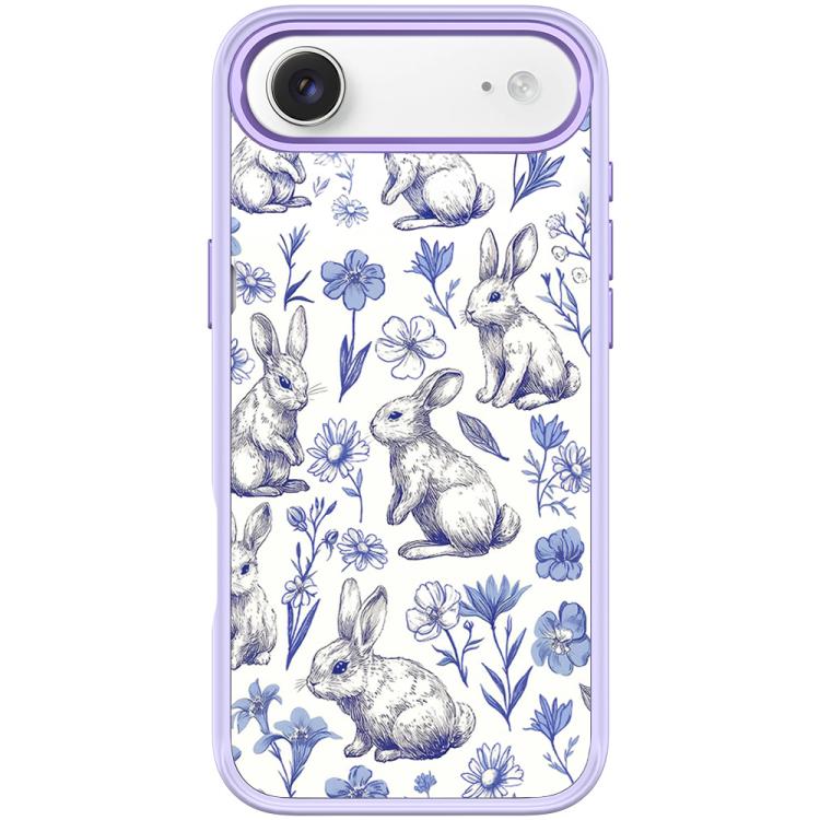 For iPhone Air Adorable Sketch Rabbit Pattern Magnetic Phone Case(Light Purple)