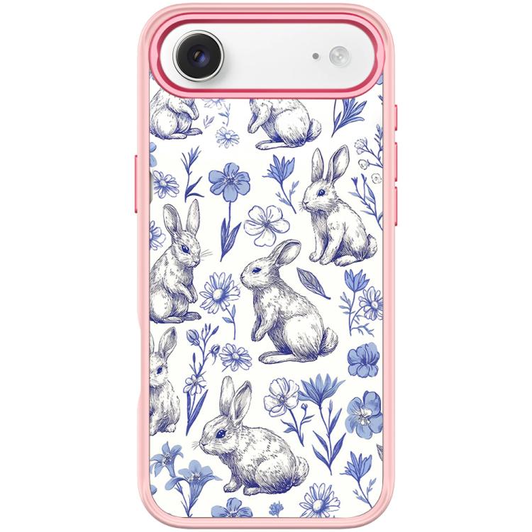 For iPhone Air Adorable Sketch Rabbit Pattern Magnetic Phone Case(Pink)