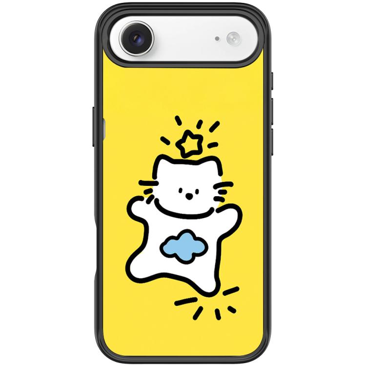 For iPhone Air Adorable Stars Cloud Cat Pattern Magnetic Phone Case(Black)
