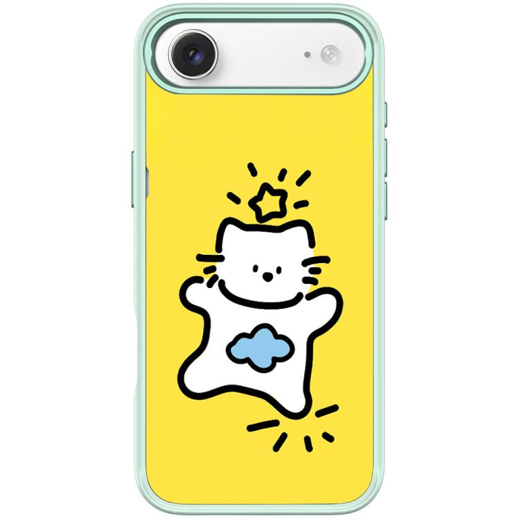 For iPhone Air Adorable Stars Cloud Cat Pattern Magnetic Phone Case(Light Green)