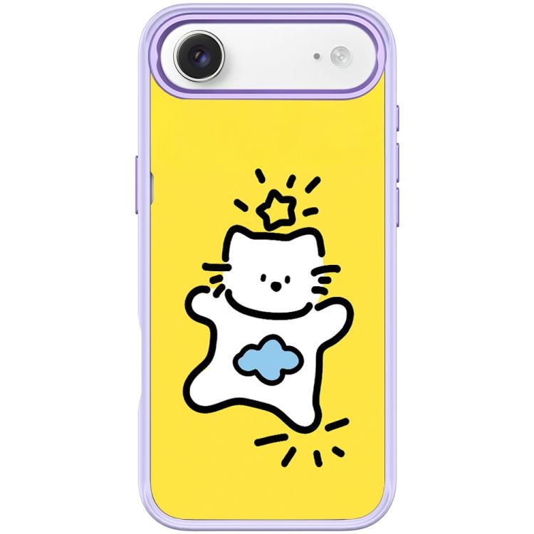 For iPhone Air Adorable Stars Cloud Cat Pattern Magnetic Phone Case(Light Purple)