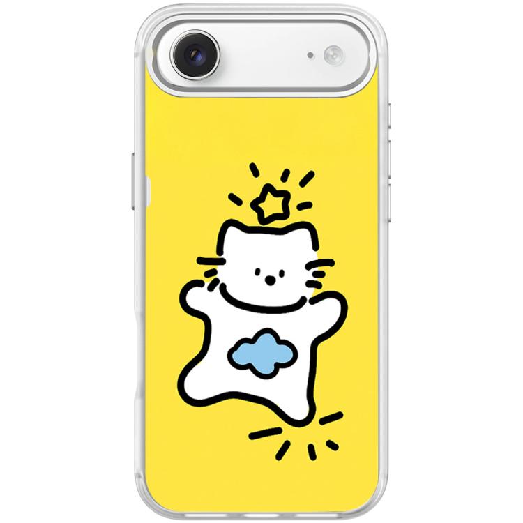 For iPhone Air Adorable Stars Cloud Cat Pattern Magnetic Phone Case(Transparent White)