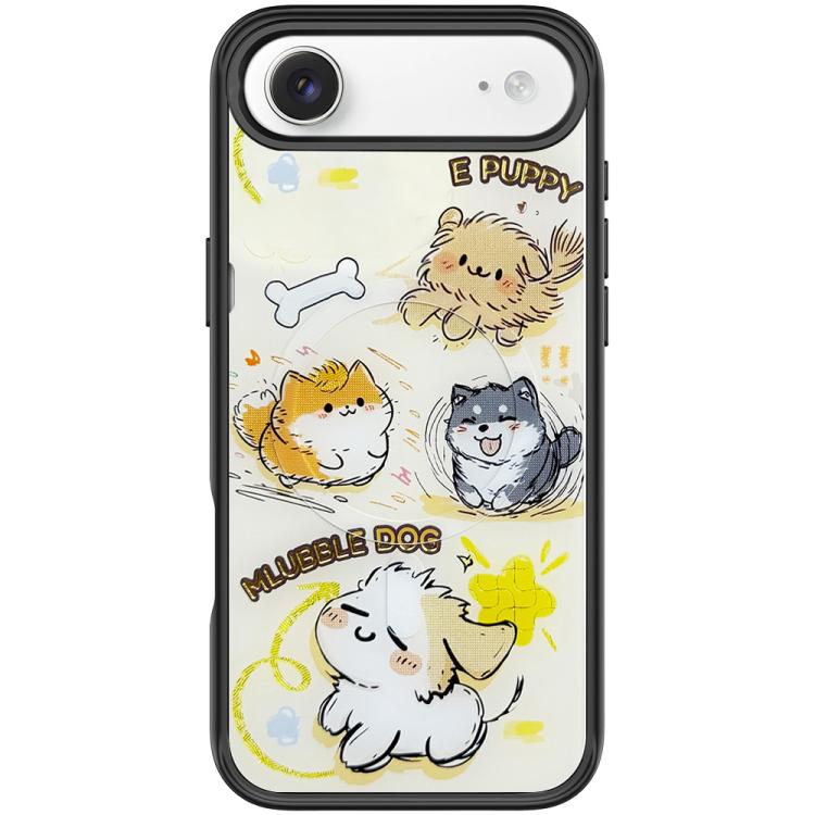 For iPhone Air Adorable Whirlwind Dog Pattern Magnetic Phone Case(Black)