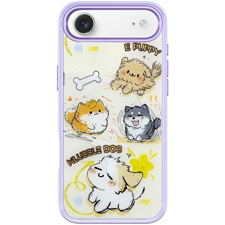 For iPhone Air Adorable Whirlwind Dog Pattern Magnetic Phone Case(Light Purple)