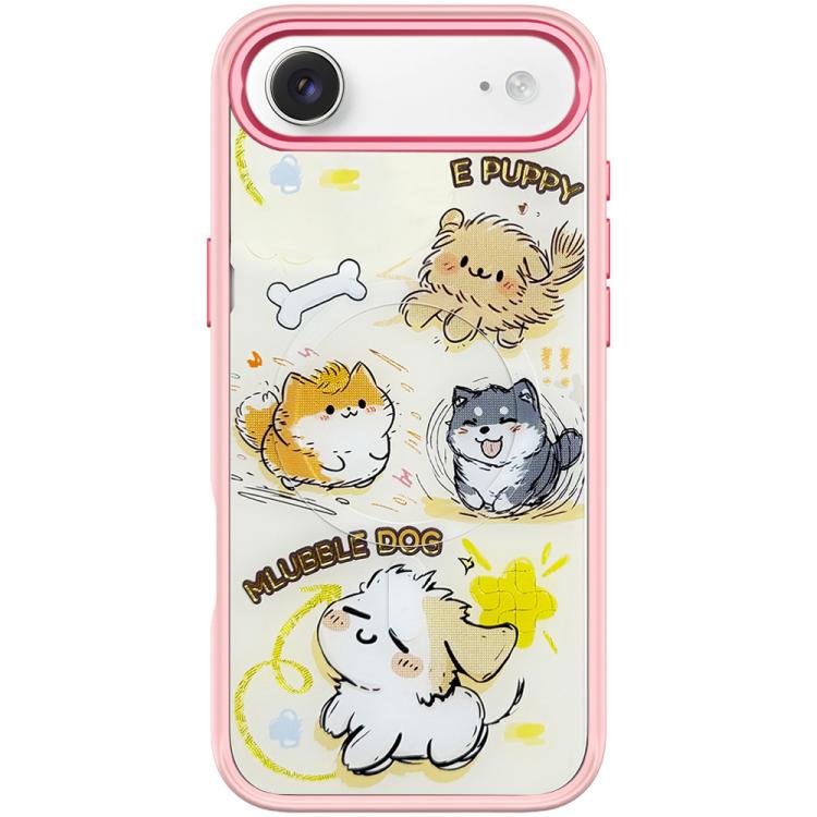 For iPhone Air Adorable Whirlwind Dog Pattern Magnetic Phone Case(Pink)