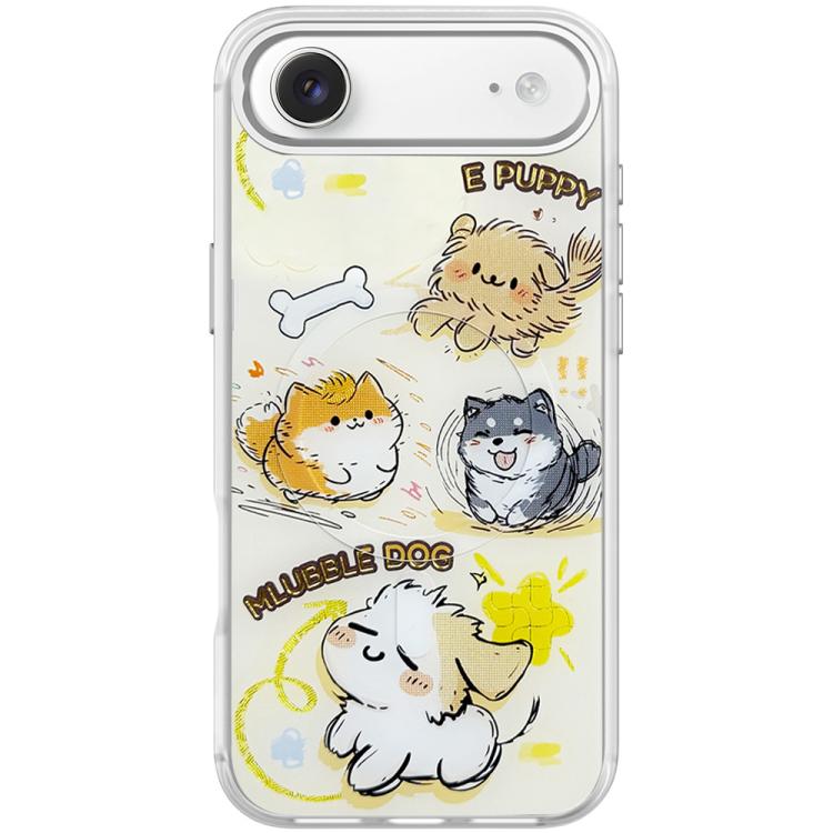 For iPhone Air Adorable Whirlwind Dog Pattern Magnetic Phone Case(Transparent White)