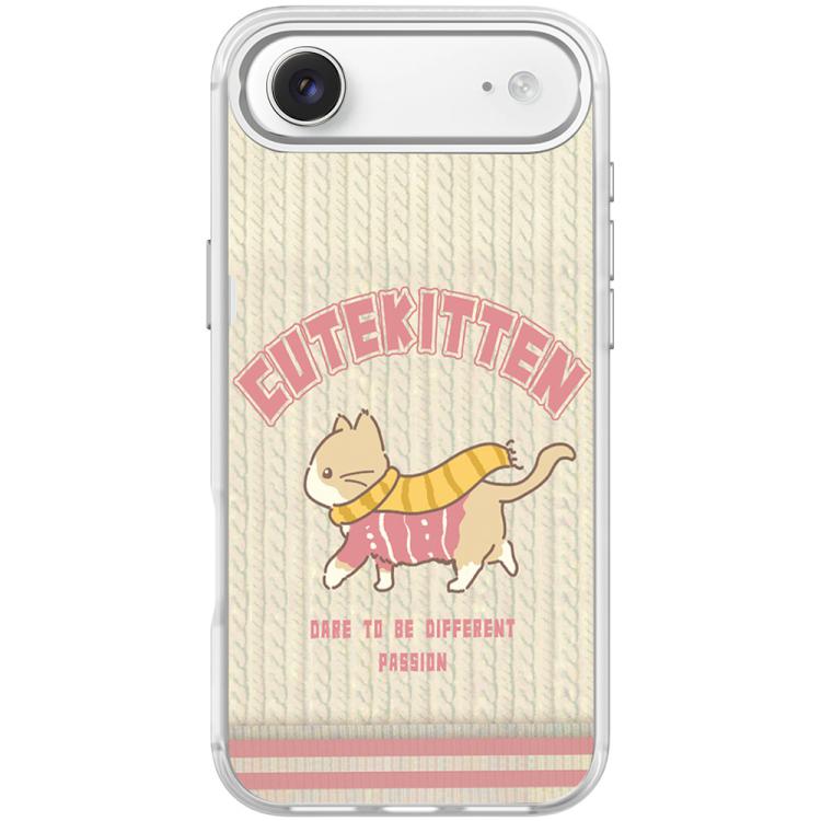 For iPhone Air Adorable Woolen Cat Pattern Magnetic Phone Case(Transparent White)
