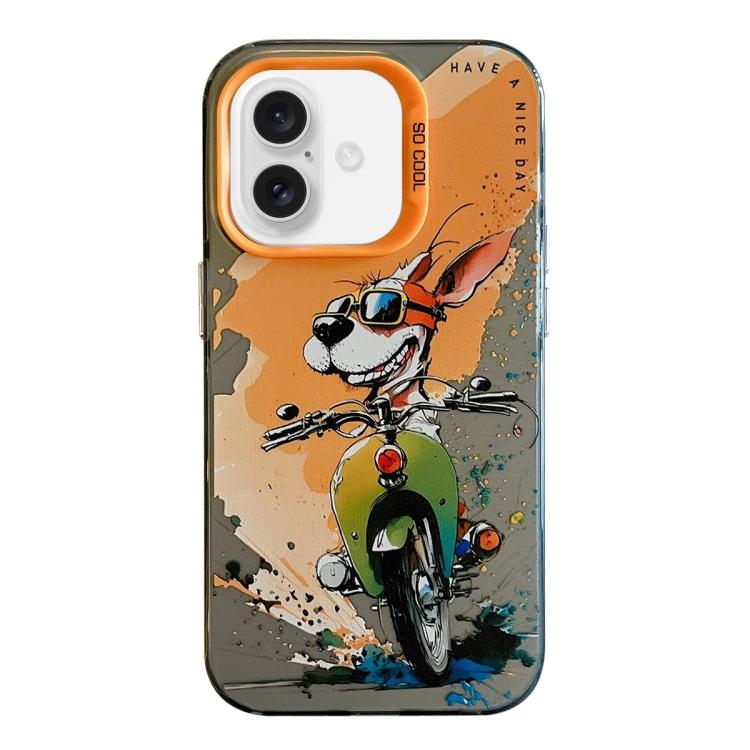 For iPhone Air Animal Pattern Oil Painting Series PC + TPU Phone Case(Bicycle Dog)