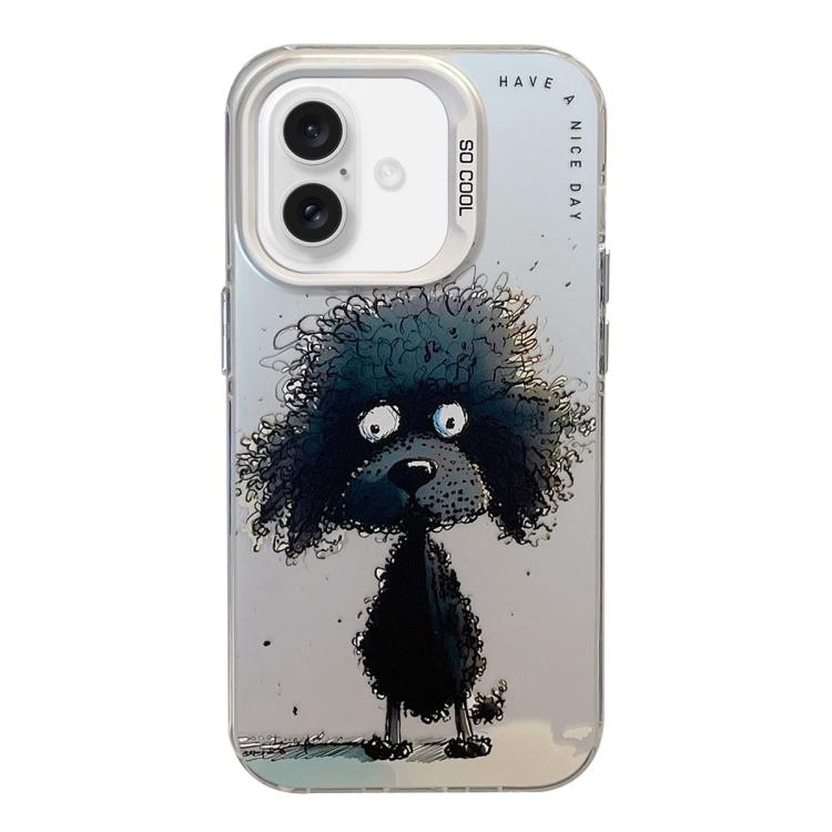 For iPhone Air Animal Pattern Oil Painting Series PC + TPU Phone Case(Black Dog)