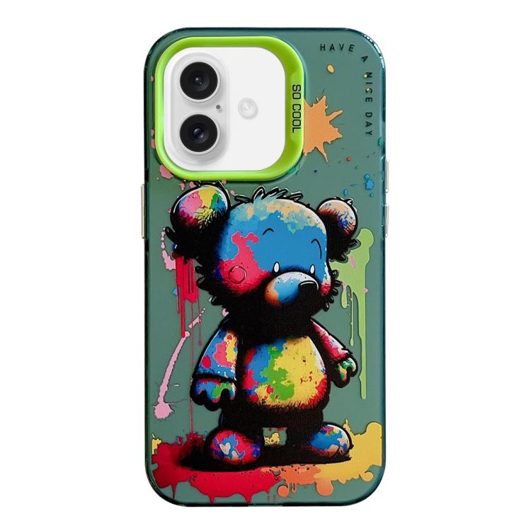 For iPhone Air Animal Pattern Oil Painting Series PC + TPU Phone Case(Colorful Bear)