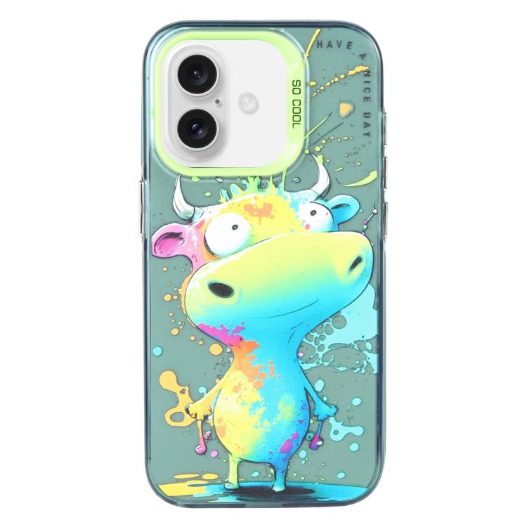 For iPhone Air Animal Pattern Oil Painting Series PC + TPU Phone Case(Colorful Cattle)