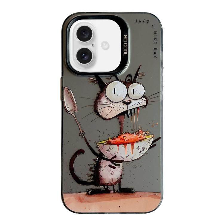 For iPhone Air Animal Pattern Oil Painting Series PC + TPU Phone Case(Eating Rat)