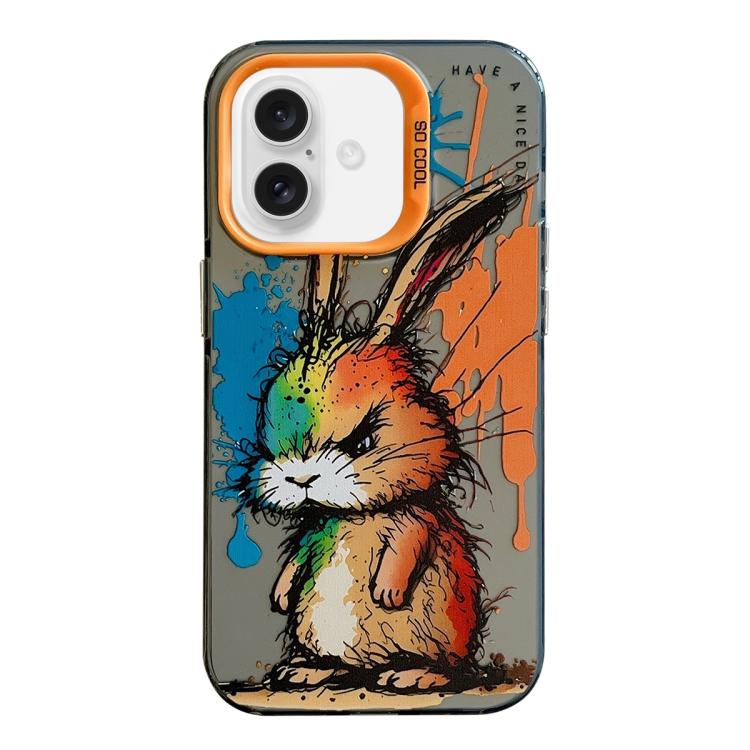 For iPhone Air Animal Pattern Oil Painting Series PC + TPU Phone Case(Fat Rabbit)