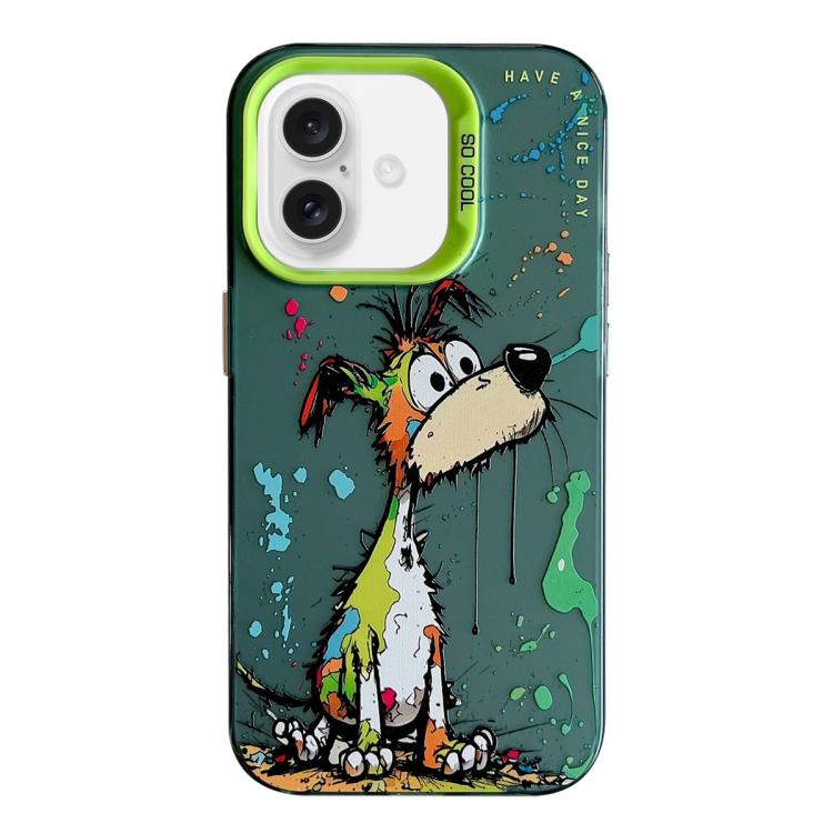 For iPhone Air Animal Pattern Oil Painting Series PC + TPU Phone Case(Green Dog)