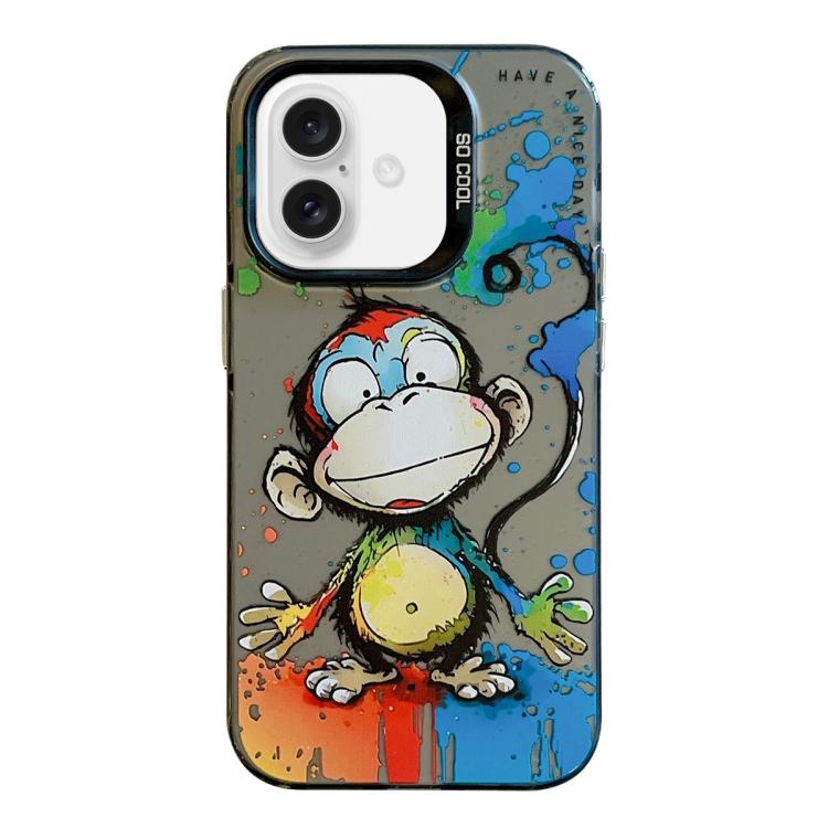 For iPhone Air Animal Pattern Oil Painting Series PC + TPU Phone Case(Happy Monkey)