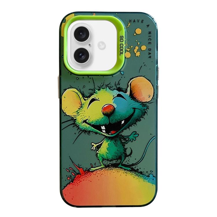For iPhone Air Animal Pattern Oil Painting Series PC + TPU Phone Case(Happy Mouse)