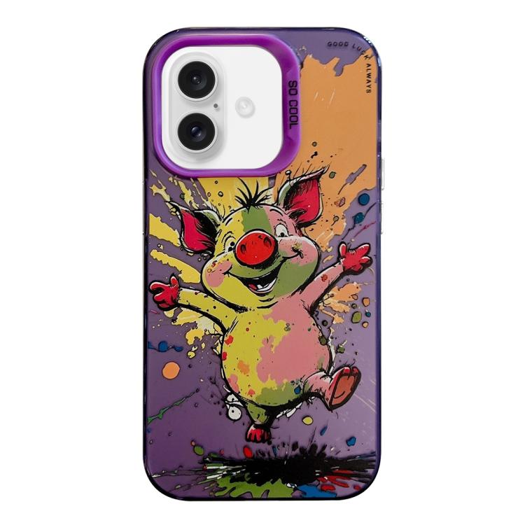 For iPhone Air Animal Pattern Oil Painting Series PC + TPU Phone Case(Happy Pig)